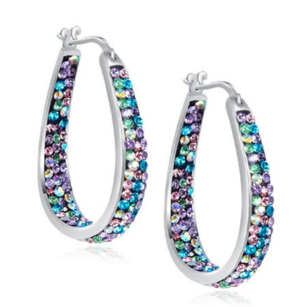 Brand new, never worn! Crystal hoop fashion earrings.